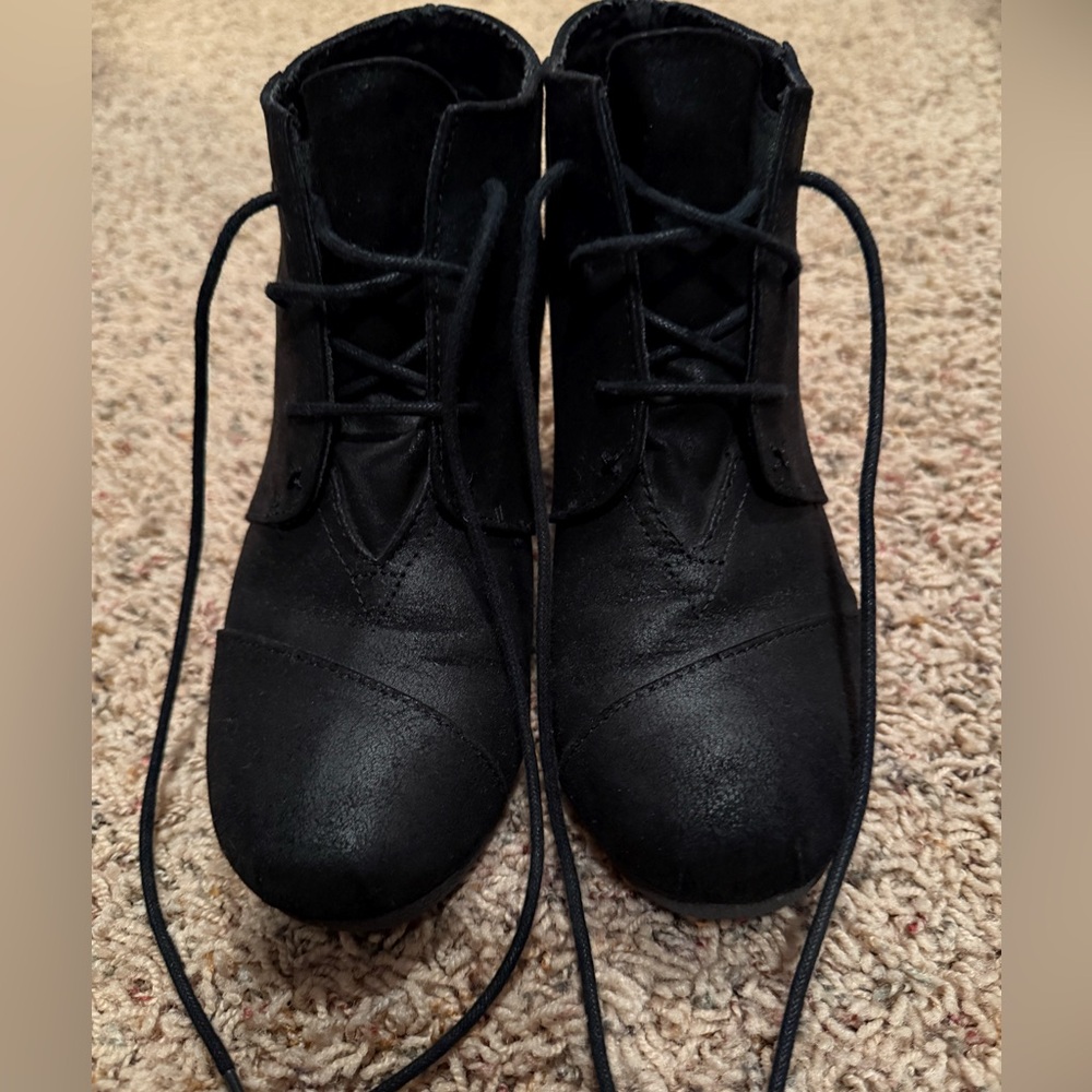 Black Lace-Up Ankle Booties